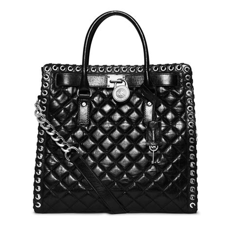 michael kors hamilton quilted tote black patent|michael kors saffiano leather tote.